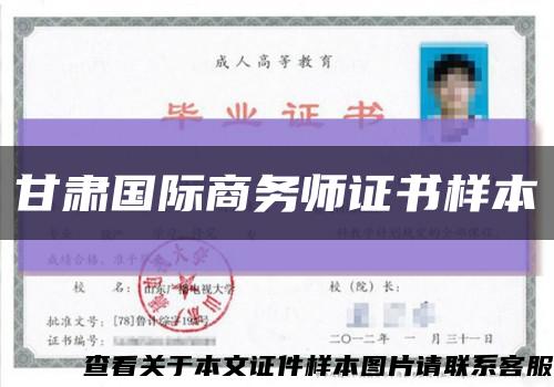 甘肃国际商务师证书样本缩略图