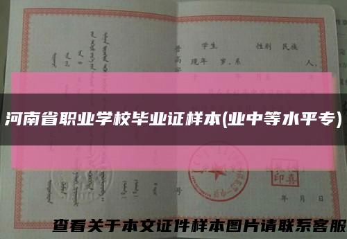 河南省职业学校毕业证样本(业中等水平专)缩略图