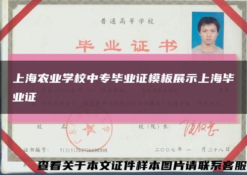 上海农业学校中专毕业证模板展示上海毕业证缩略图