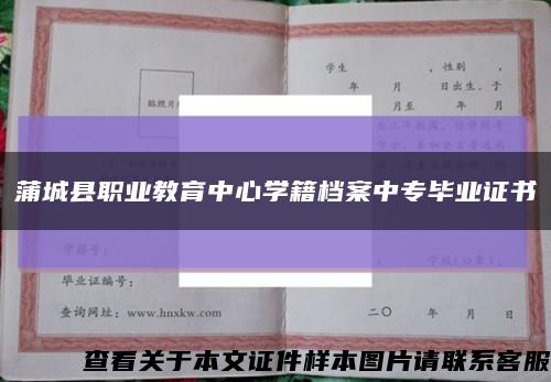 蒲城县职业教育中心学籍档案中专毕业证书缩略图