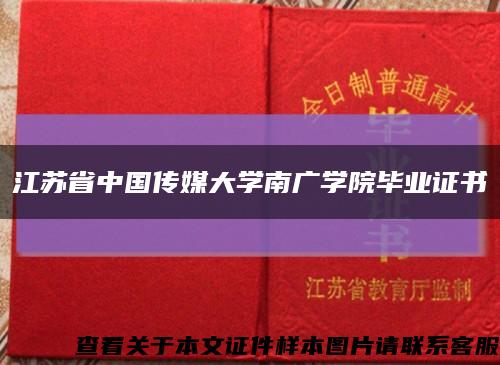 江苏省中国传媒大学南广学院毕业证书缩略图