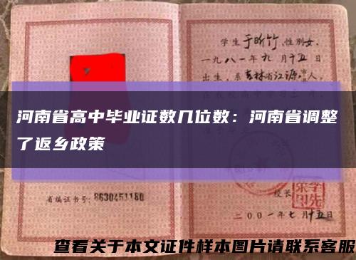 河南省高中毕业证数几位数：河南省调整了返乡政策缩略图