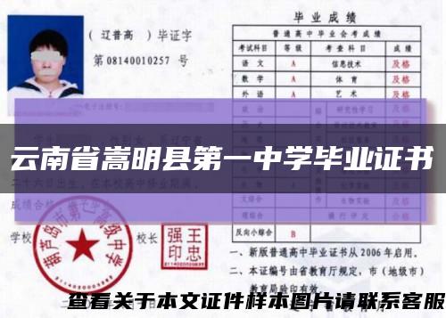 云南省嵩明县第一中学毕业证书缩略图