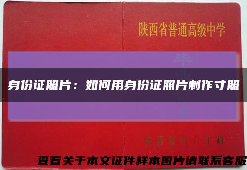 身份证照片：如何用身份证照片制作寸照缩略图