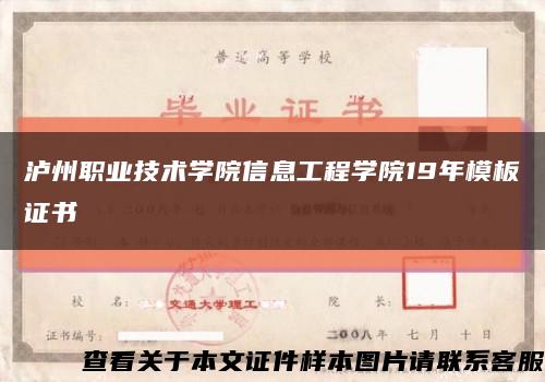 泸州职业技术学院信息工程学院19年模板证书缩略图