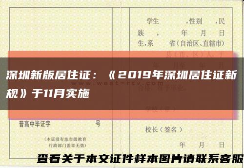 深圳新版居住证：《2019年深圳居住证新规》于11月实施缩略图