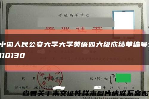 中国人民公安大学大学英语四六级成绩单编号:110130缩略图