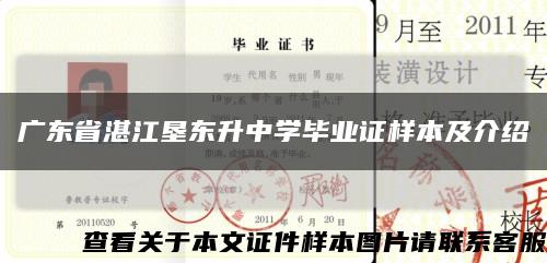 广东省湛江垦东升中学毕业证样本及介绍缩略图