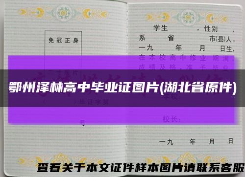 鄂州泽林高中毕业证图片(湖北省原件)缩略图