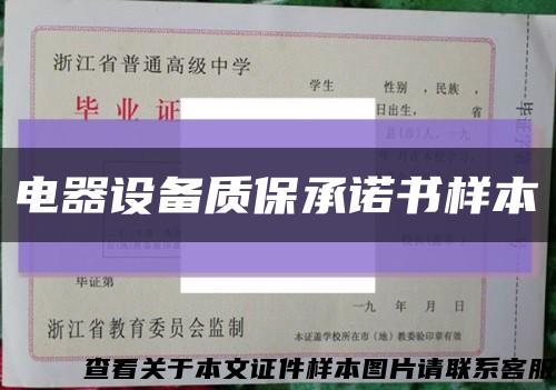 电器设备质保承诺书样本缩略图