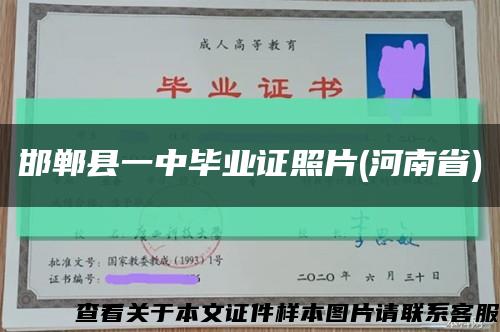 邯郸县一中毕业证照片(河南省)缩略图