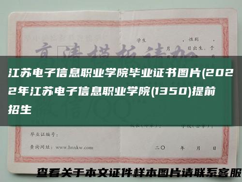 江苏电子信息职业学院毕业证书图片(2022年江苏电子信息职业学院(1350)提前招生缩略图
