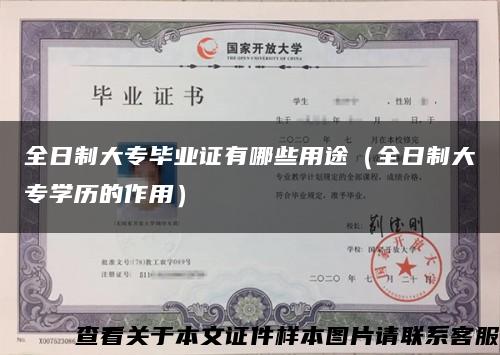 全日制大专毕业证有哪些用途（全日制大专学历的作用）缩略图