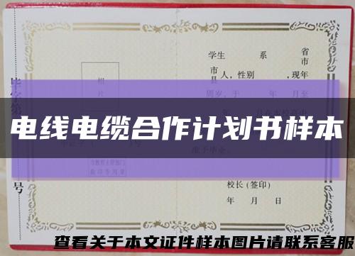 电线电缆合作计划书样本缩略图