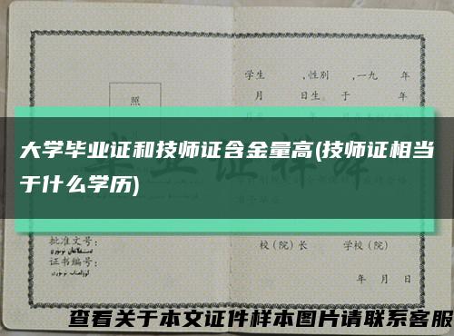 大学毕业证和技师证含金量高(技师证相当于什么学历)缩略图