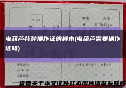 电葫芦特种操作证的样本(电葫芦需要操作证吗)缩略图