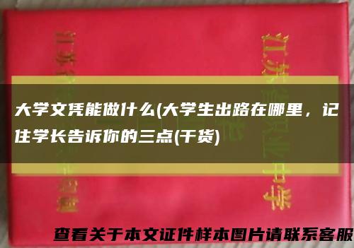 大学文凭能做什么(大学生出路在哪里，记住学长告诉你的三点(干货)缩略图