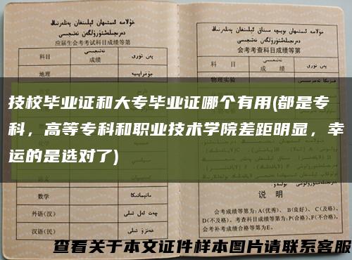 技校毕业证和大专毕业证哪个有用(都是专科，高等专科和职业技术学院差距明显，幸运的是选对了)缩略图