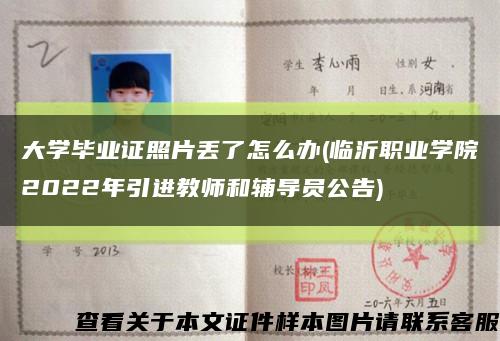 大学毕业证照片丢了怎么办(临沂职业学院2022年引进教师和辅导员公告)缩略图