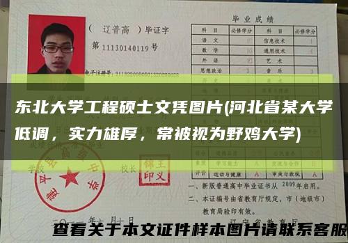 东北大学工程硕士文凭图片(河北省某大学低调，实力雄厚，常被视为野鸡大学)缩略图