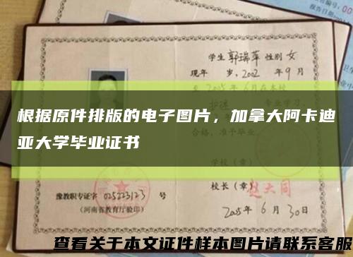 根据原件排版的电子图片，加拿大阿卡迪亚大学毕业证书缩略图