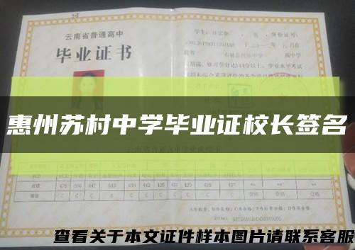 惠州苏村中学毕业证校长签名缩略图