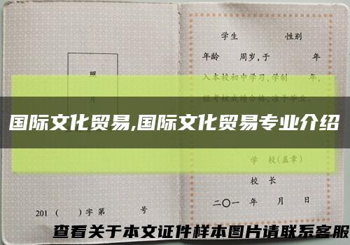 国际文化贸易,国际文化贸易专业介绍缩略图