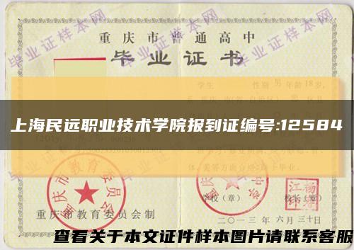 上海民远职业技术学院报到证编号:12584缩略图
