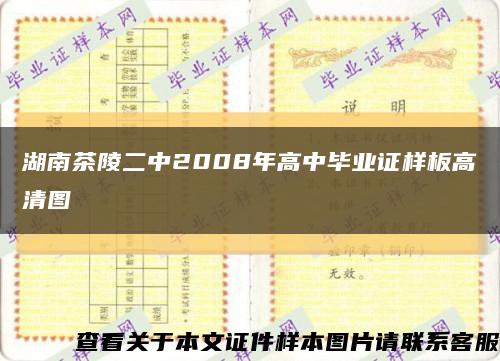 湖南茶陵二中2008年高中毕业证样板高清图缩略图