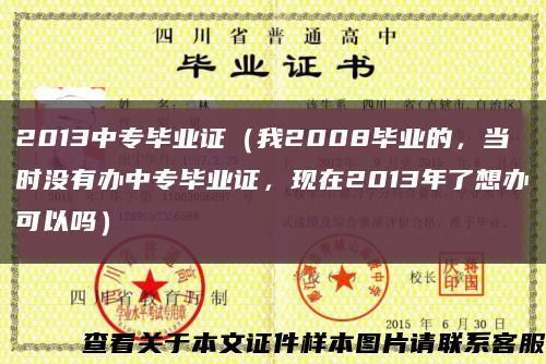 2013中专毕业证（我2008毕业的，当时没有办中专毕业证，现在2013年了想办可以吗）缩略图