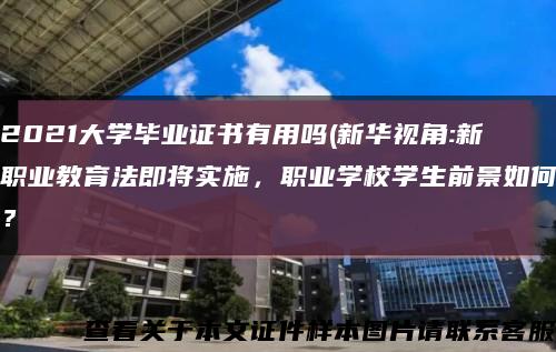 2021大学毕业证书有用吗(新华视角:新职业教育法即将实施，职业学校学生前景如何？缩略图