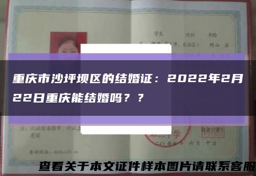 重庆市沙坪坝区的结婚证：2022年2月22日重庆能结婚吗？？缩略图