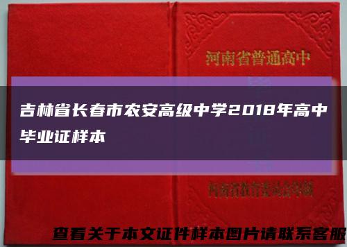 吉林省长春市农安高级中学2018年高中毕业证样本缩略图