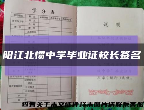 阳江北惯中学毕业证校长签名缩略图