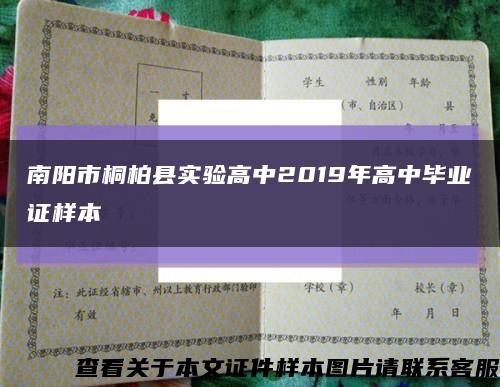 南阳市桐柏县实验高中2019年高中毕业证样本缩略图