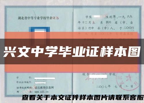 兴文中学毕业证样本图缩略图