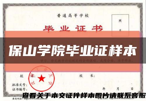 保山学院毕业证样本缩略图