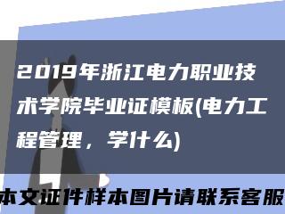 2019年浙江电力职业技术学院毕业证模板(电力工程管理，学什么)缩略图