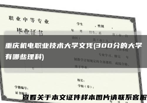 重庆机电职业技术大学文凭(300分的大学有哪些理科)缩略图