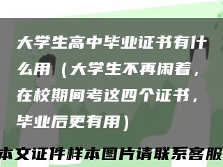 大学生高中毕业证书有什么用（大学生不再闲着，在校期间考这四个证书，毕业后更有用）缩略图