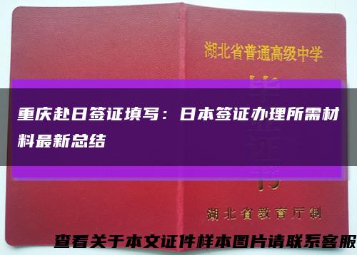 重庆赴日签证填写：日本签证办理所需材料最新总结缩略图