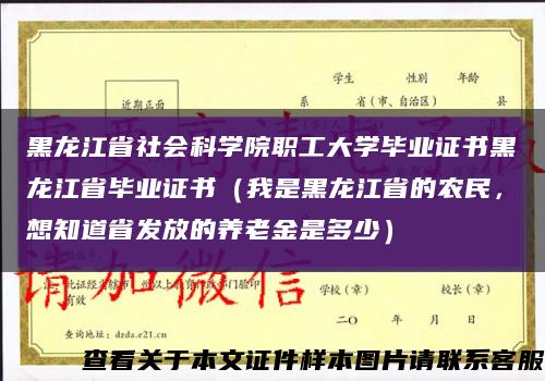 黑龙江省社会科学院职工大学毕业证书黑龙江省毕业证书（我是黑龙江省的农民，想知道省发放的养老金是多少）缩略图