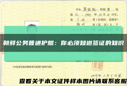 朝鲜公务普通护照：你必须知道签证的知识缩略图