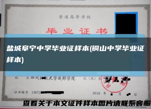 盐城阜宁中学毕业证样本(铜山中学毕业证样本)缩略图