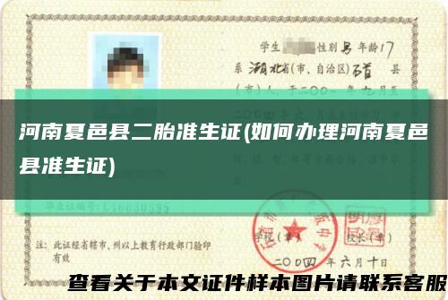 河南夏邑县二胎准生证(如何办理河南夏邑县准生证)缩略图
