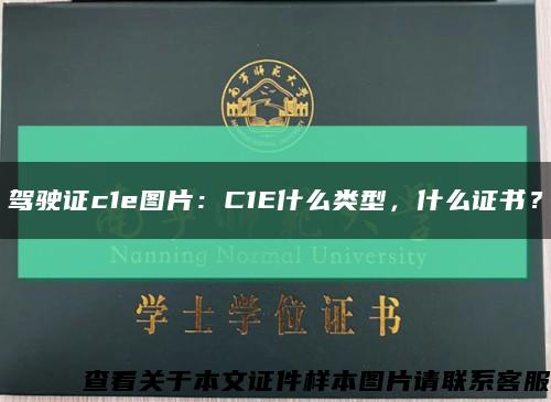 驾驶证c1e图片：C1E什么类型，什么证书？缩略图