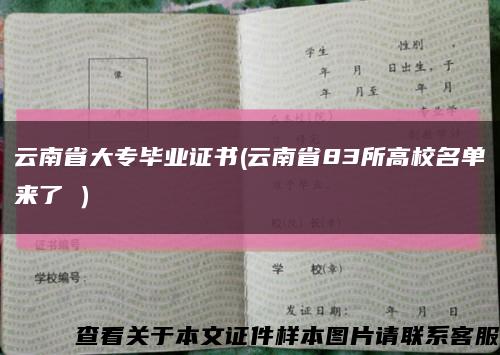 云南省大专毕业证书(云南省83所高校名单来了→）缩略图