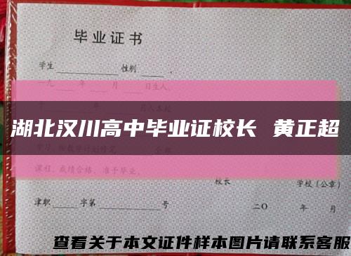 湖北汉川高中毕业证校长 黄正超缩略图