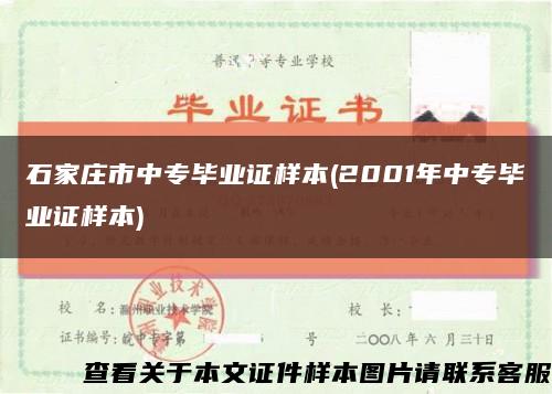石家庄市中专毕业证样本(2001年中专毕业证样本)缩略图