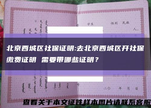北京西城区社保证明:去北京西城区开社保缴费证明 需要带哪些证明？缩略图